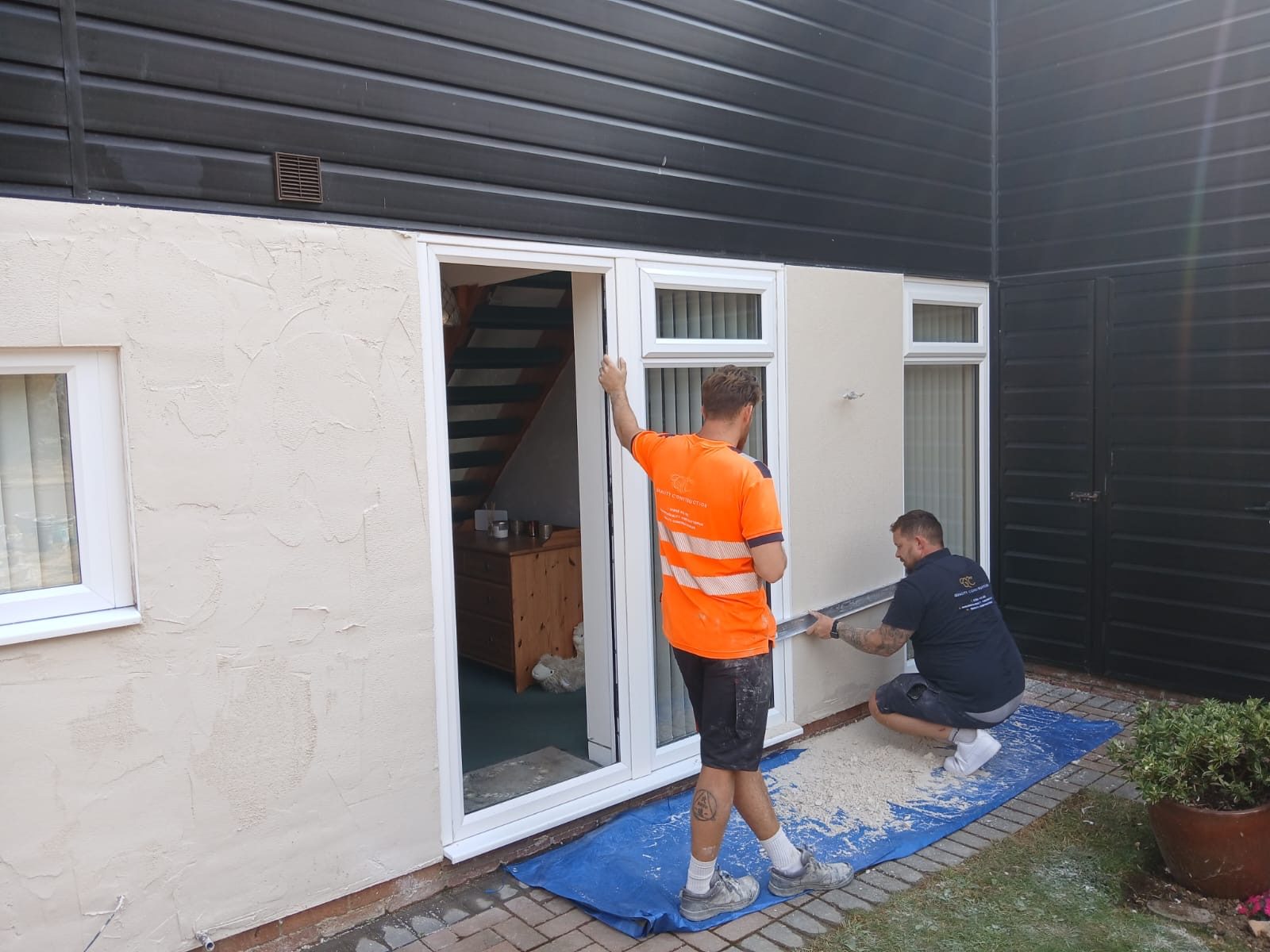 During, Ground Floor Exterior Makeover: Clean White Render Finish, Milton Keynes village (3)