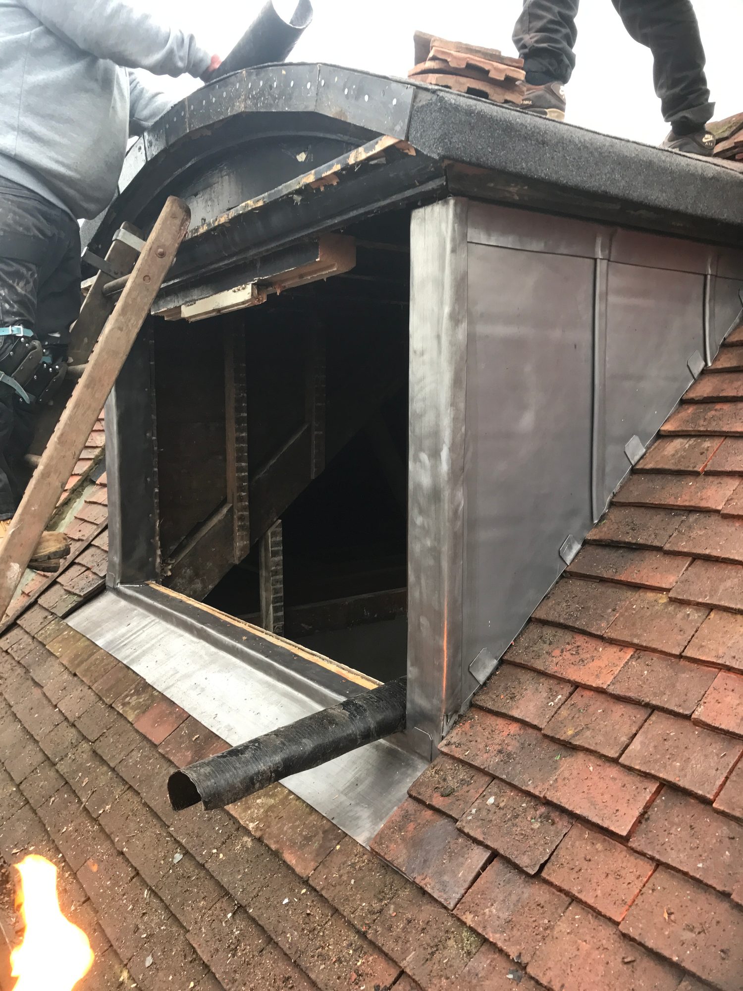 Completed - The completed dormer with lead aprons, jambs and cheeks installed around the opening
