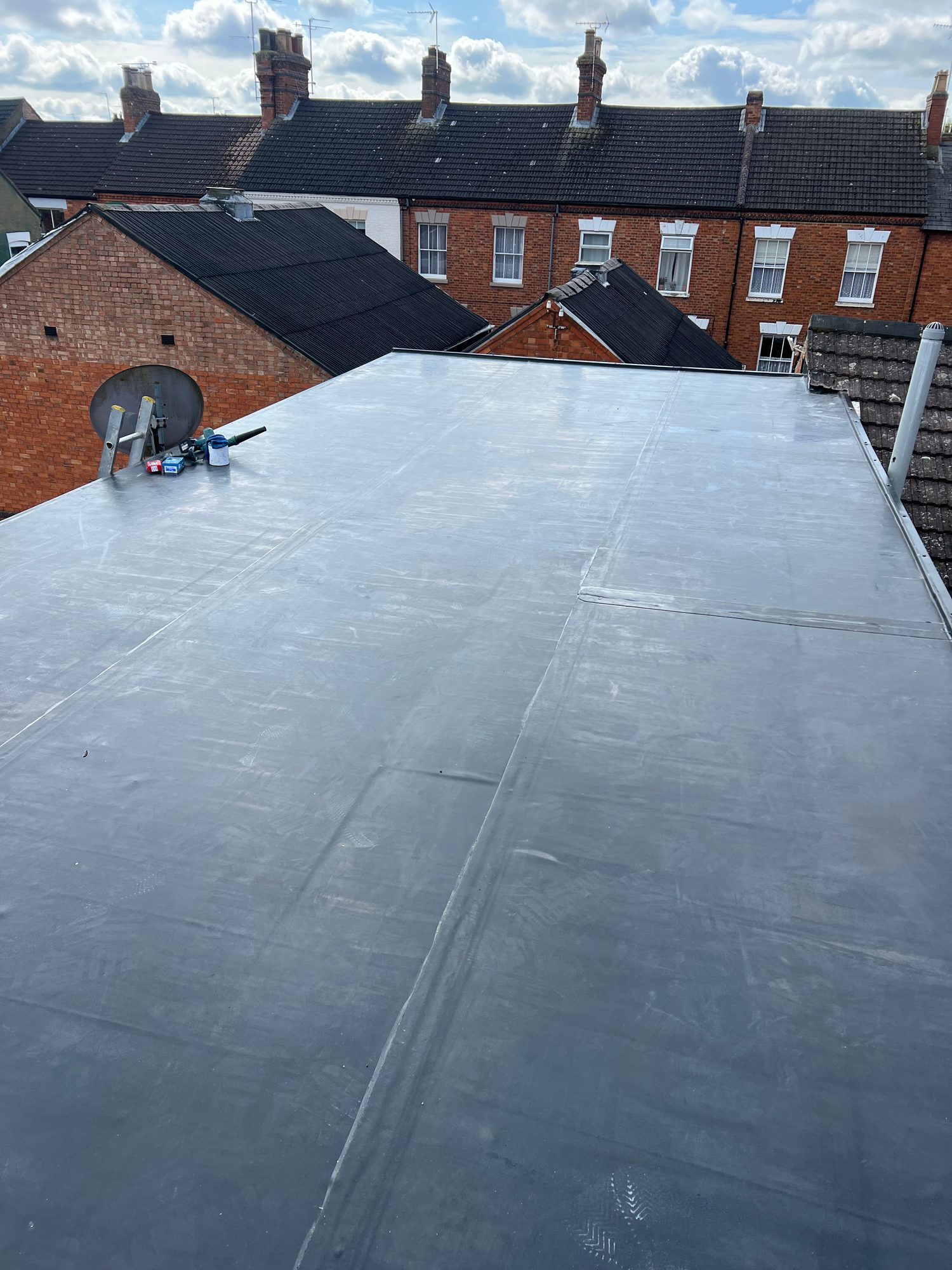 Completed - The completed flat roof with the new roofing membrane fully installed