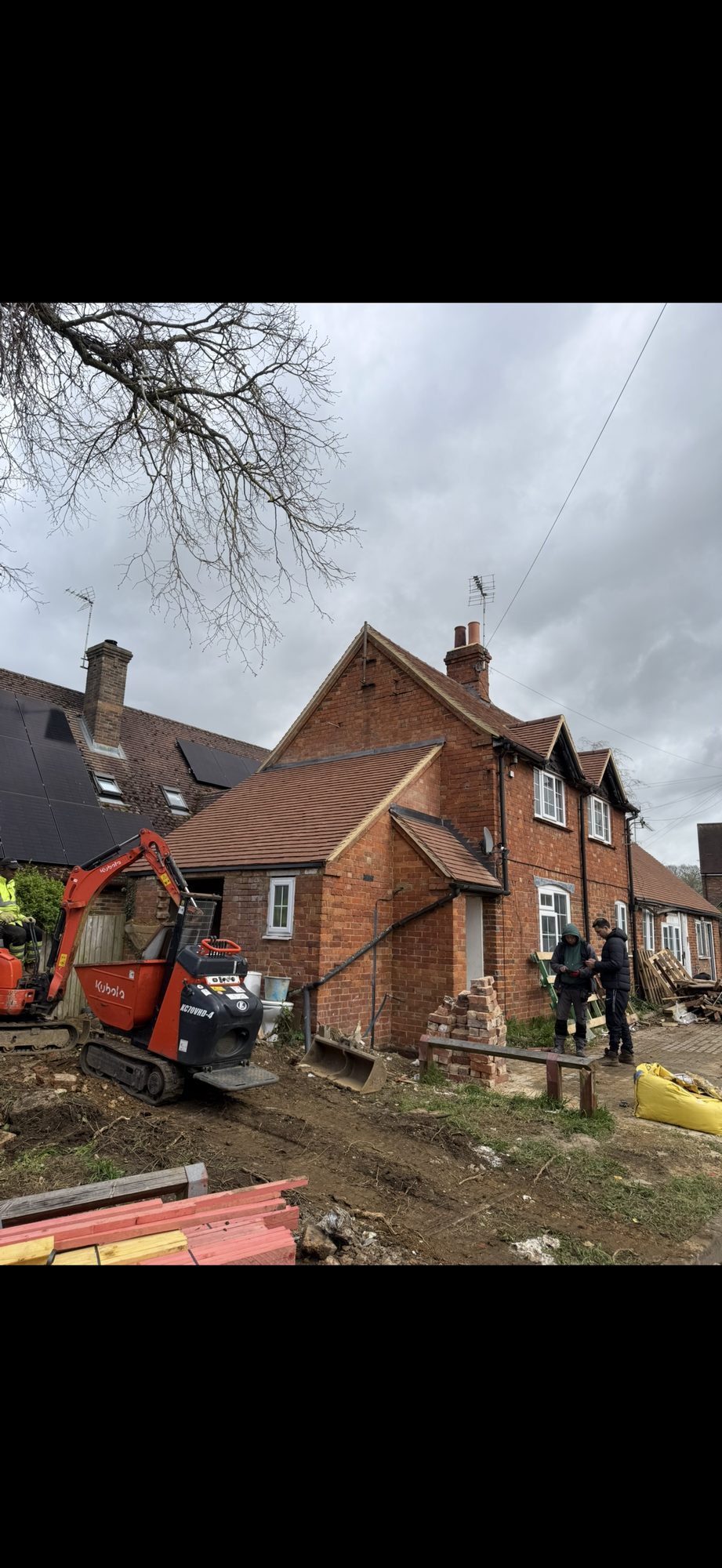 New roof tiles fitted across the main house and connected sections of the period brick property